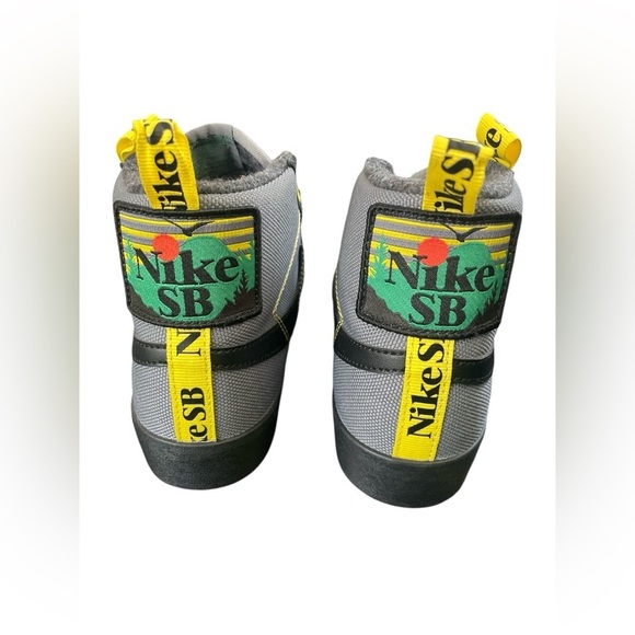 Nike SB Zoom Blazer Mid Cool Grey Oregon Yellow Green Acclimate - Picture 4 of 5